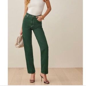 Reformation green jeans size 26, worn <5x